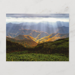 Sun Rays Over Shirakami-Sanchi Mountains Postcard