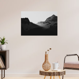Sun rays over the mountains poster