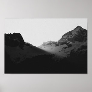 Sun rays over the mountains poster