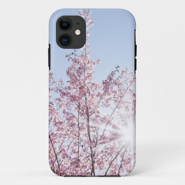 sun rays pass through pink flowers of a wow tree Case-Mate iPhone case (Back)