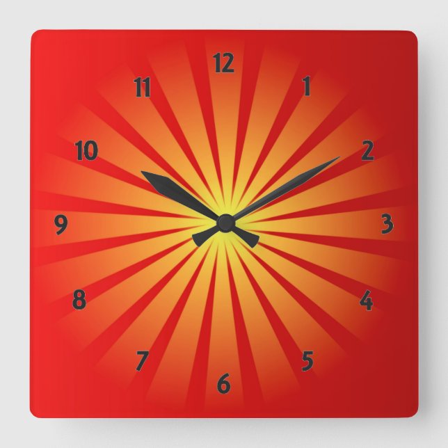 Sun Rays Square Wall Clock (Front)