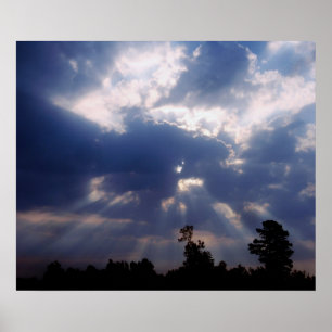 sun rays through clouds poster