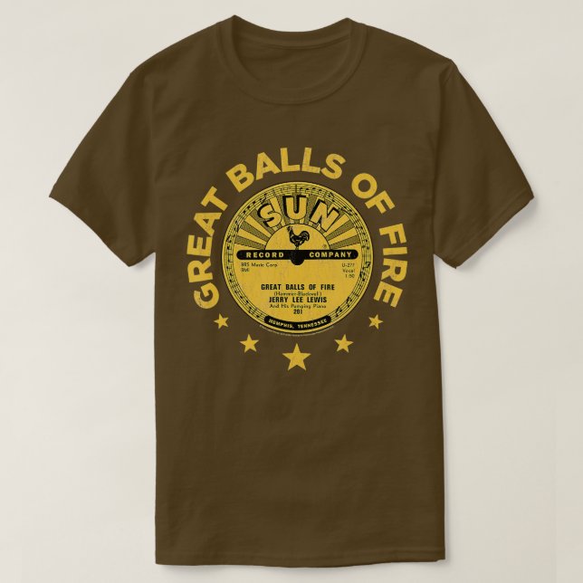 Sun Records Jerry Lee Lewis Great Balls of Fire  T-Shirt (Design Front)