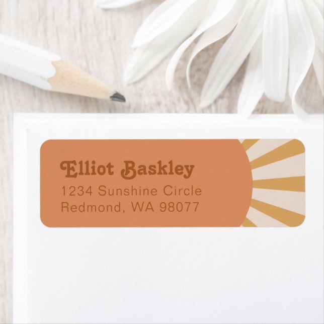 Sun Return Address Labels | Pink Sun Address Label (Insitu)