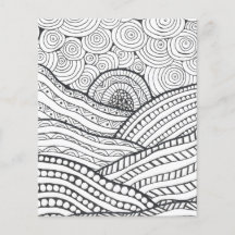 Sun Rise Colouring Page | Line Art | Unique