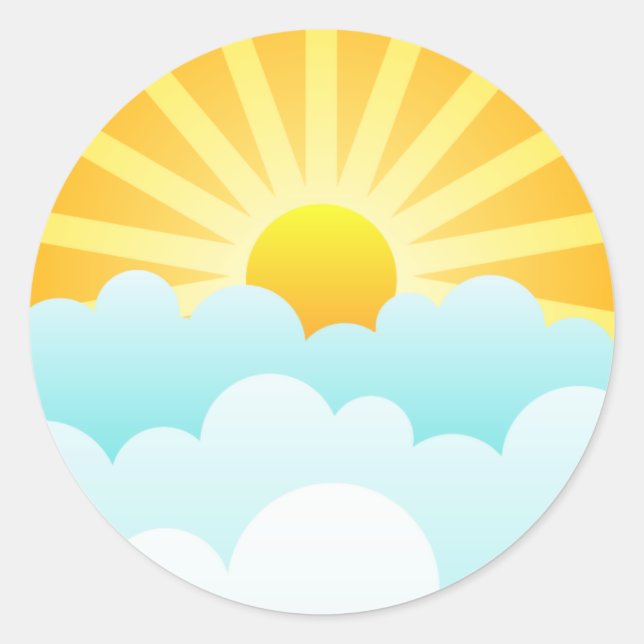 Sun Rising Over Clouds Classic Round Sticker (Front)