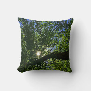 Sun Rising Through Trees Photo Morning Nature Cushion