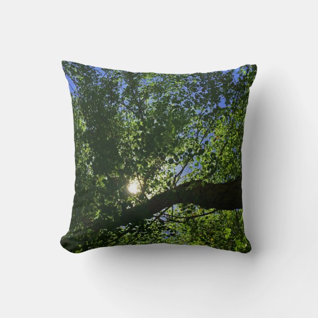 Sun Rising Through Trees Photo Morning Nature Cushion (Front)