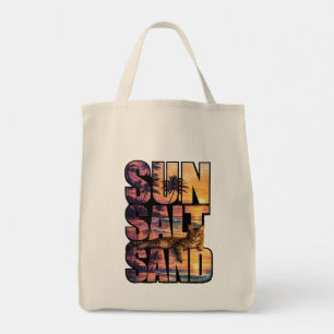 Sun Salt Sand Beach Cat Sunset Tote Bag