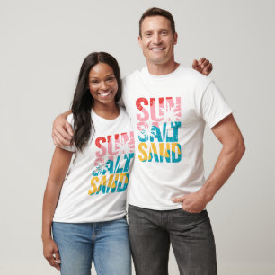 Sun Salt Sand Beach Retro Typography Summer  T-Shirt