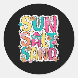 Sun Salt Sand Funny Beach Palm Tree Summer Vacatio Classic Round Sticker