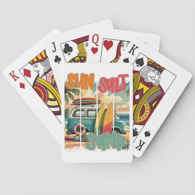 Sun, Salt, Sand – Retro Beach Vibes Playing Cards (Back)