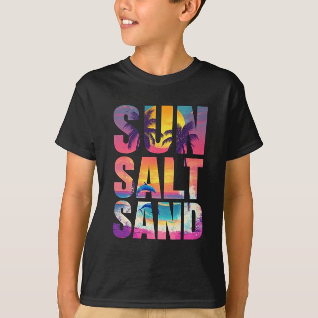 Sun Salt Sand Summer Beach Vibes Family Vacation R T-Shirt (Front)