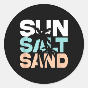 Sun Salt Sand Summer Retro Colourful Happy Holiday Classic Round Sticker