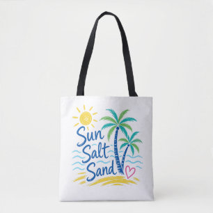Sun Salt Sand – Tropical Beach Palm Tree Summer Tote Bag