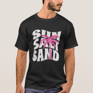 Sun Salt Sand with coconut tree Funny beach holida T-Shirt