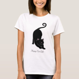 Sun salutation downward black kitty cat yoga T-Shirt