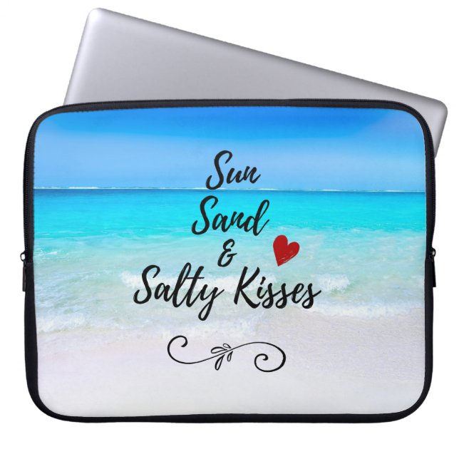 Sun Sand and Salty Kisses Tropical Beach Laptop Sleeve (Front)