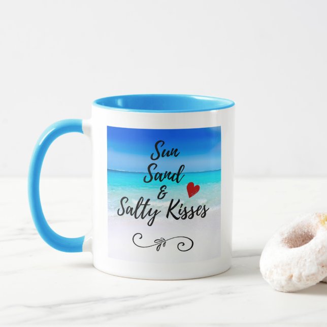 Sun Sand and Salty Kisses Tropical Beach Mug (With Donut)