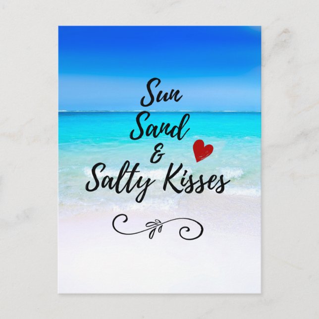 Sun Sand and Salty Kisses Tropical Beach Postcard (Front)
