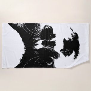 Sun, Sand, and Side-Eye – Ink Style Cat Beach Towel