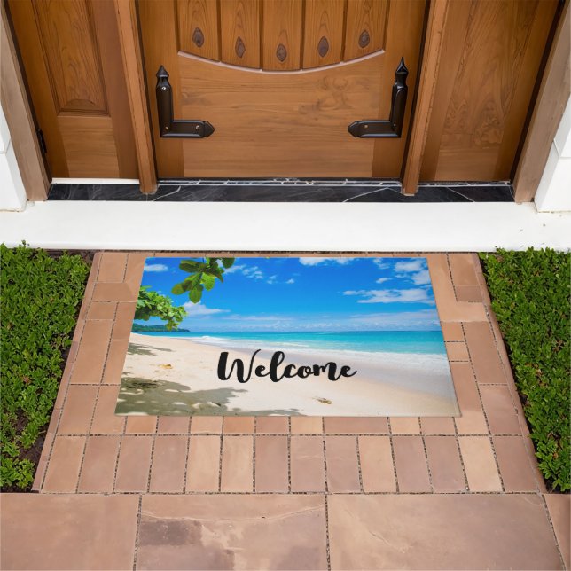 Sun Sand and Surf Tropical Beach Welcome Doormat (Outdoor)