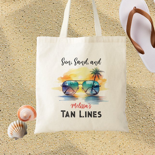 Sun, Sand, and Tan Lines" Personalised Beach Tote Bag (Creator Uploaded)