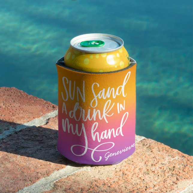 Sun Sand Drink in Hand Colourful Gradient   Can Cooler (In Situ Pool)