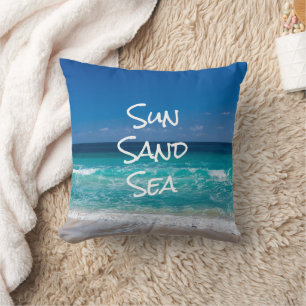 Sun Sand Sea Tropical Beach Turquoise Water Cushion