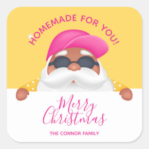 Sun Santa Christmas Homemade Food Holiday Baking Square Sticker