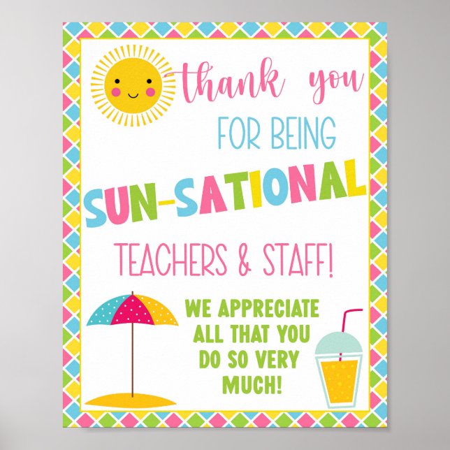 Sun-Sational Teacher Appreciation Sign (Front)