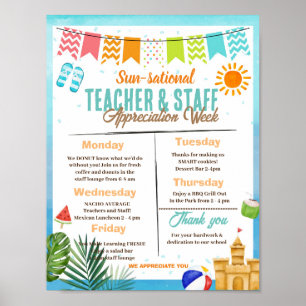 Sun-sational Teacher Appreciation Week Itinerary Poster