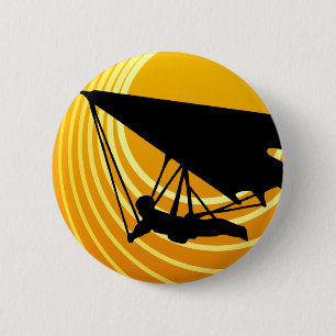 sun scene hang gliding 6 cm round badge