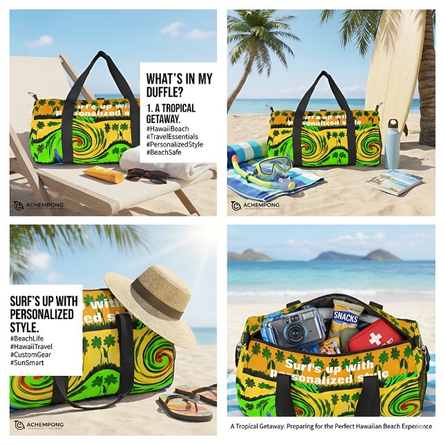 Sun, Sea, and Surf: I Love Surf  Duffle Bag (Surf's up with personalized style! Your ultimate guide to packing for a perfect Hawaiian beach getaw)