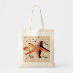 Sun, sea, sand, & fun seashell tote