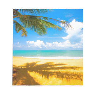sun sea sand palm tree paradise beach notepad