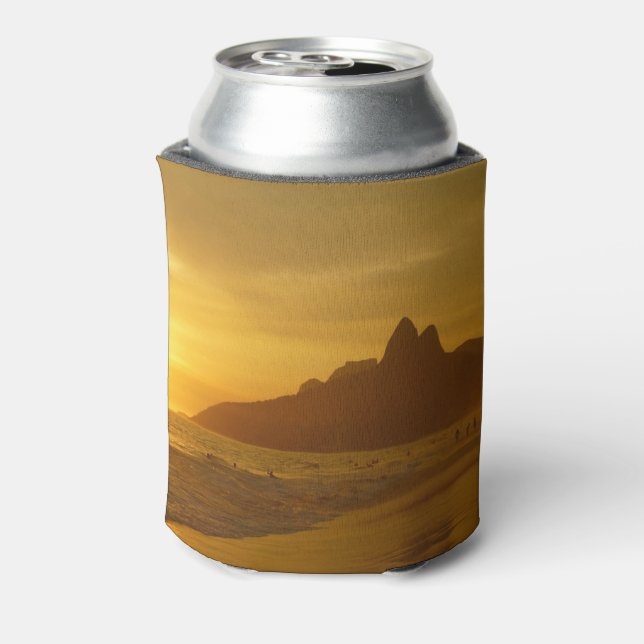 Sun Set at Ipanema Beach Brazil Can Cooler (Can Back)