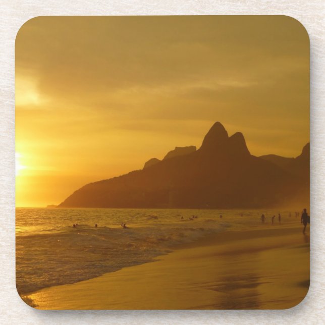 Sun Set at Ipanema Beach Brazil Coaster (Front)