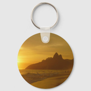 Sun Set at Ipanema Beach Brazil Key Ring
