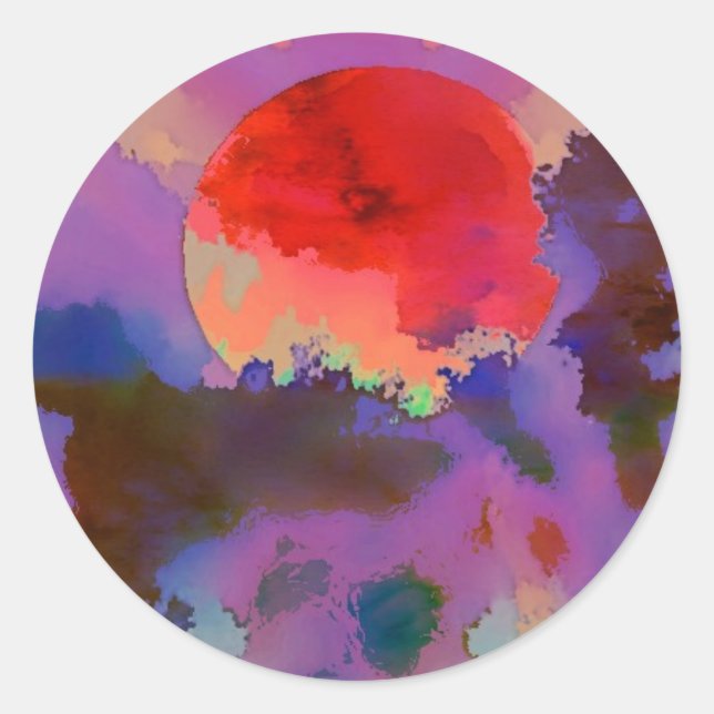 Sun set in the trees classic round sticker (Front)