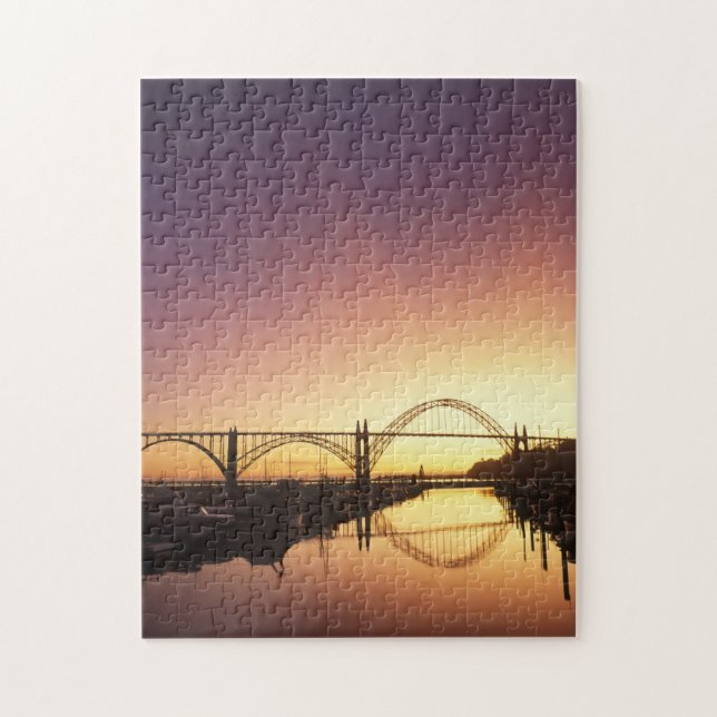 Sun setting behind the Newport Bridge, Oregon Jigsaw Puzzle (Vertical)