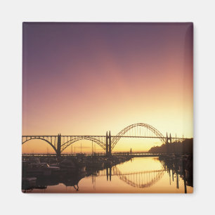Sun setting behind the Newport Bridge, Oregon Magnet