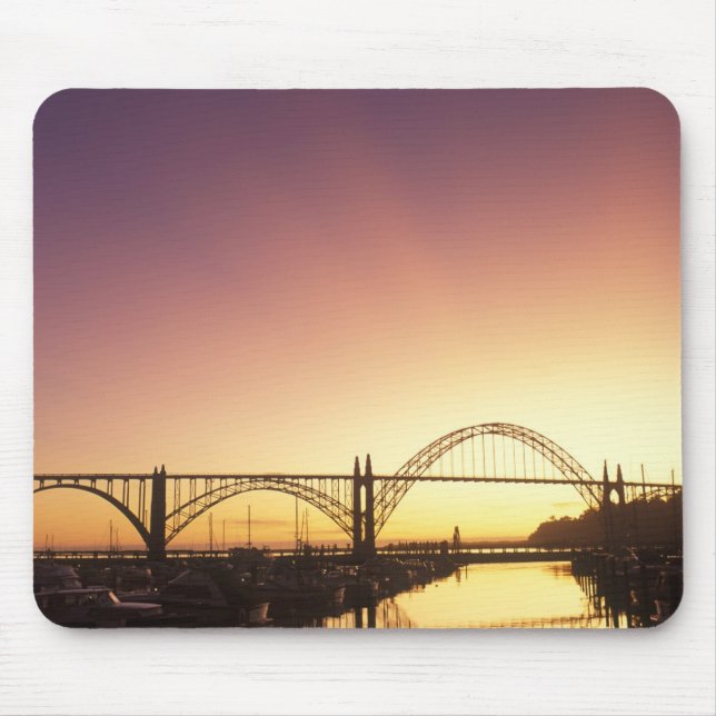 Sun setting behind the Newport Bridge, Oregon Mouse Mat (Front)