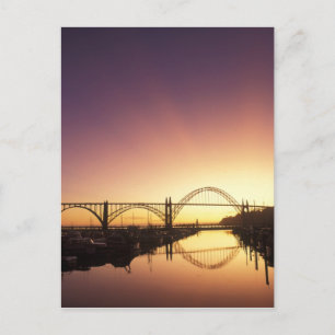 Sun setting behind the Newport Bridge, Oregon Postcard