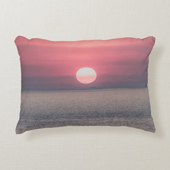 SUN SETTING ON OCEAN HORIZON DECORATIVE CUSHION (Front)