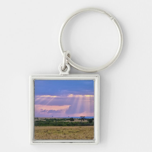 Sun setting on the Masai Mara. Key Ring (Front)