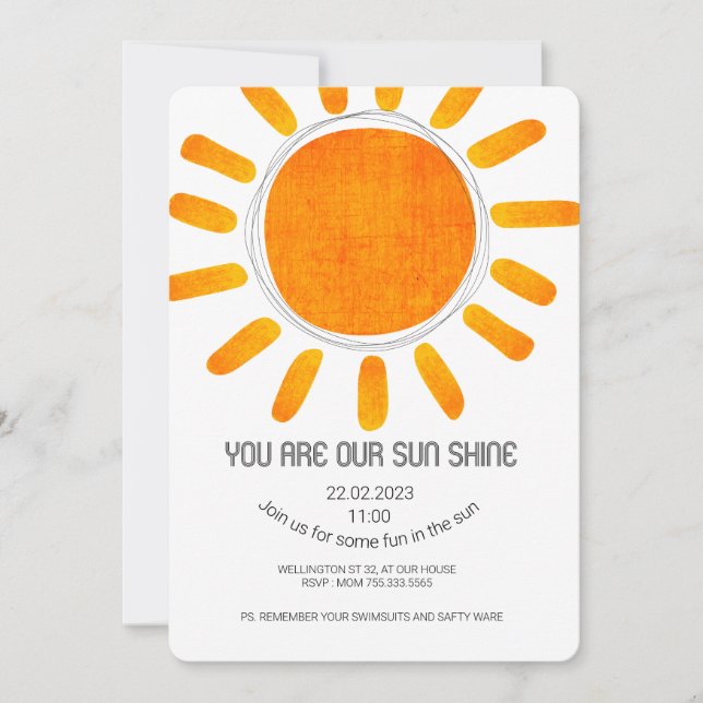 Sun Shine Kids party Invitation (Front)