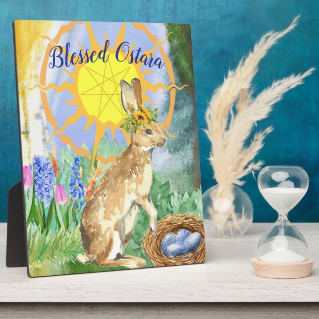 Sun Shine Ostara Rabbit Wiccan Altar Plaque (Side)