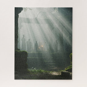 Sun Shines Down On Mystical Ancient Temple Jigsaw Puzzle