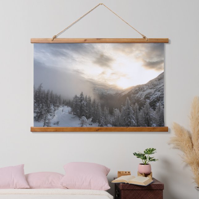 Sun shining at stunning winter scenery hanging tapestry (Bedroom)